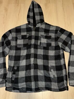 Outerwear Hooded Checkered Jacket Size Large